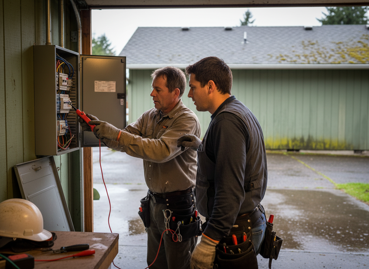 The Electrician Portland Oregon team at work in Portland